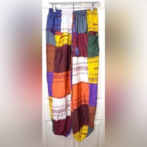Earthbound Trading Co Patchwork Boho Pants Small NWOT Colorful Hippie Festival